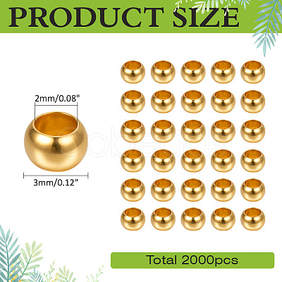 2000Pcs Brass Crimp Beads KK-ME0003-33G-1