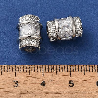 Rack Plating Brass Pave Clear Cubic Zirconia European Beads KK-M285-28P-1