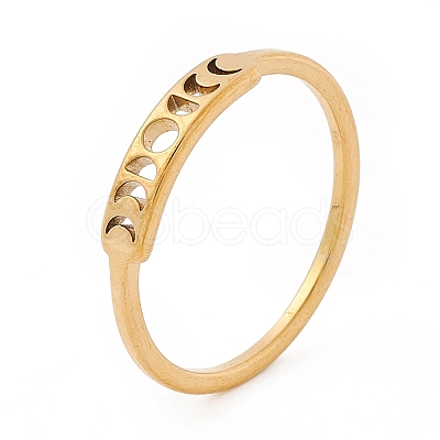 201 Stainless Steel Moon Phase Finger Ring for Women RJEW-A006-04G-1-1