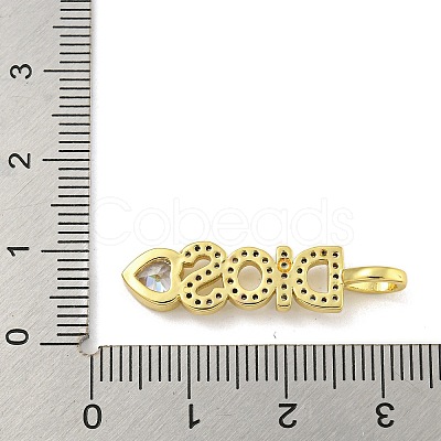 Word DIOS Rack Plating Brass Micro Pave Clear Cubic Zirconia Pendants KK-Z053-11G-02-1