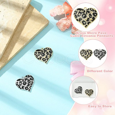 2Pcs 2 Colors Brass Micro Pave Cubic Zirconia Pendants KK-CJ0003-16-1