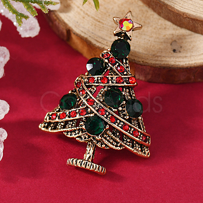 Christmas Theme Zinc Alloy Rhinestone Brooches for Backpack Clothes LK8386-10-1