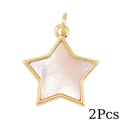 2Pcs Natural White Shell Pendants KK-YW0003-76B-1
