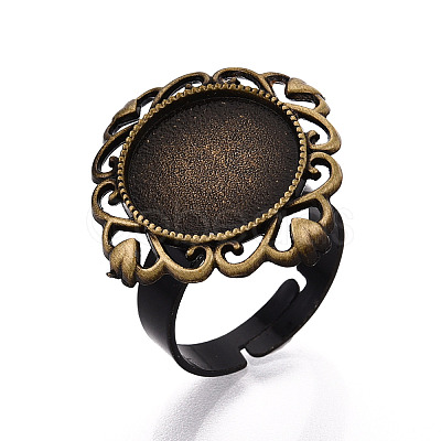 Adjustable Rhombus Alloy & Iron Bezel Cup Ring Base with Rotatable Tray MAK-T012-02AB-1