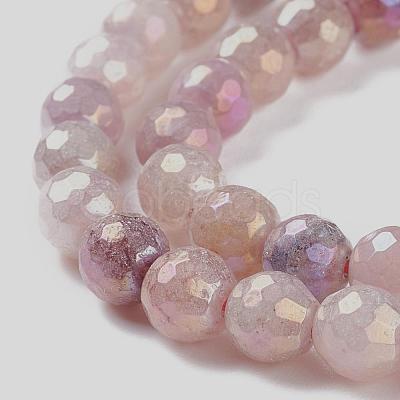 Round Natural Electroplated Strawberry Quartz Beads G-P447-B04-01-1