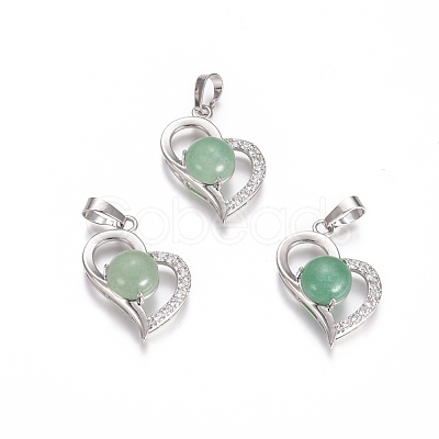 Natural Green Aventurine Pendants G-L512-O10-1