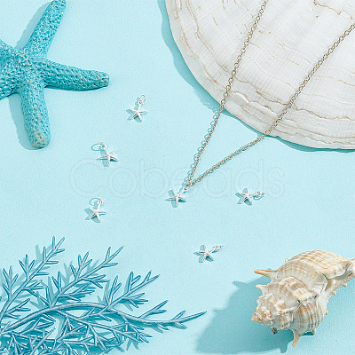 6Pcs 925 Sterling Silver Starfish Charms FIND-HY0004-20-1
