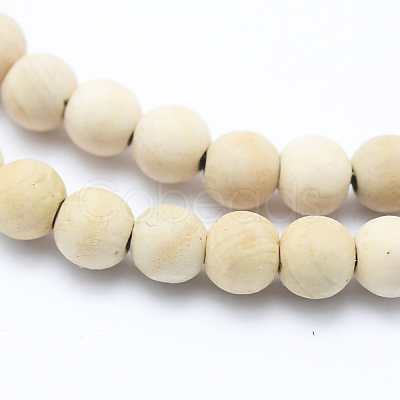 Natural Wood Beads Strands X-WOOD-P011-07-6mm-1