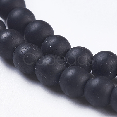 Synthetic Black Stone Bead Strands X-G-R345-4mm-38-1-1