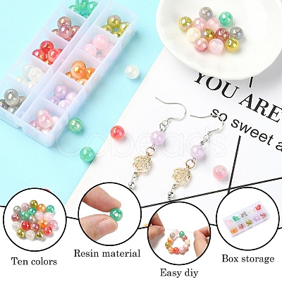 70Pcs 10 Colors Translucent Resin Beads RESI-YW0001-74-1