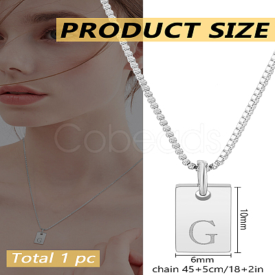 1Pc Stainless Steel Letter Rectangle Pendant Necklaces NJEW-LP0001-34G-P-1