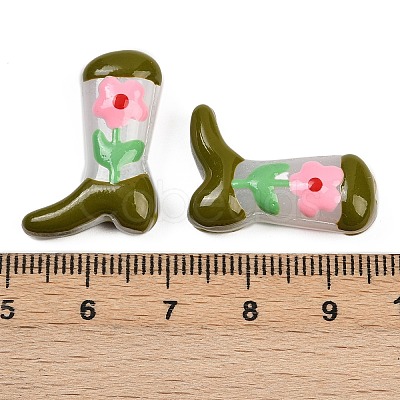 Boot Baking Paint Glass Enamel Beads LAMP-C020-02G-1