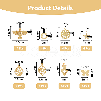 64Pcs 16 Style Rack Plating Brass Pendants KK-FH0006-67-1