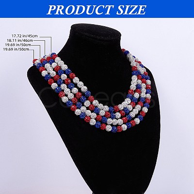Polymer Clay Rhinestone Round Beaded Necklaces NJEW-SW00049-07-1