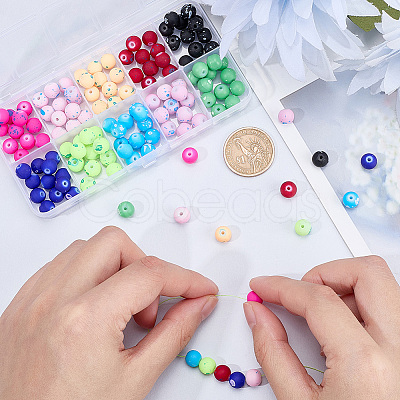 160Pcs 10 Colors Forsted Glass Beads Strands GLAA-SP0001-80-1