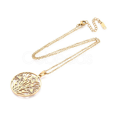 304 Stainless Steel Pendant Necklaces NJEW-T018-57G-1