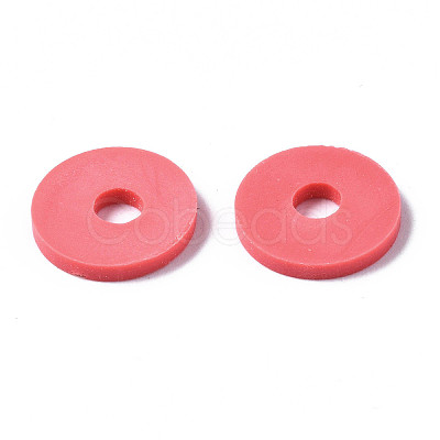 Flat Round Handmade Polymer Clay Beads CLAY-R067-10mm-14-1