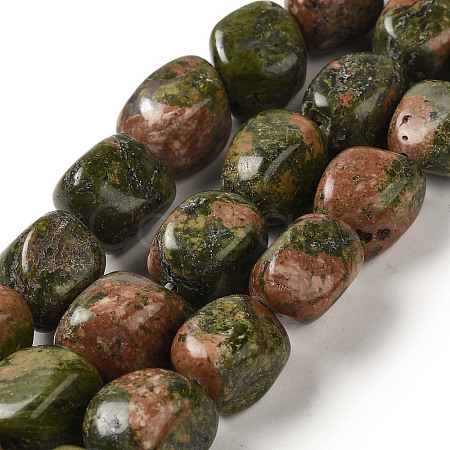 Natural Unakite Beads Strands G-B078-D34-04-1