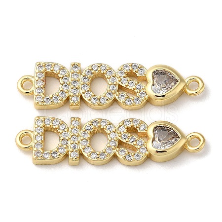 Rack Plating Brass Pave Clear Cubic Zirconia Connector Charms X-KK-K332-39G-1