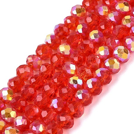 AB Color Plated Transparent Glass Rondelle Beads Strands EGLA-T029-4mm-10B-1