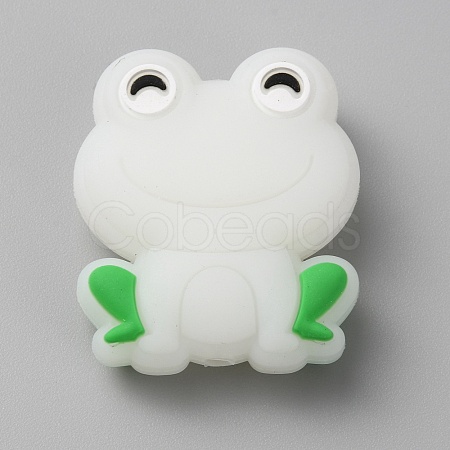 Frog Luminous Food Grade Eco-Friendly Silicone Beads LS-SIL-WH0003-12F-1