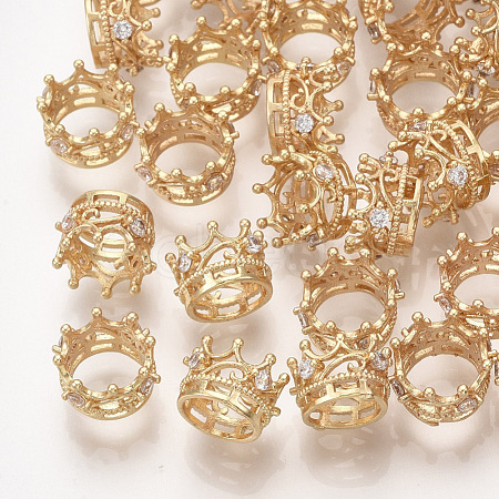Brass with Cubic Zirconia European Beads X-KK-T035-122-G-1