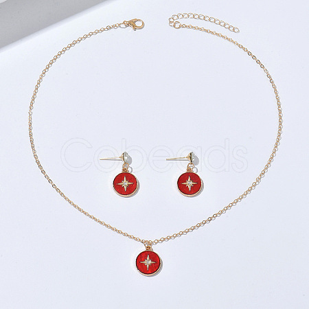 Zinc Alloy Crystal Rhinestone & Acrylic Pendant Necklaces & Stud Dangle Earrings Sets WGD1CBB-01-1