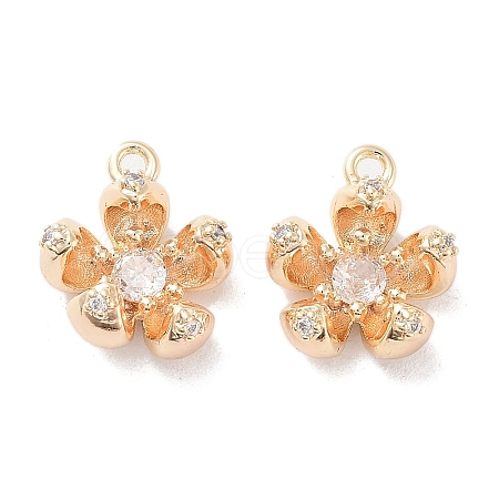 Brass Micro Pave Cubic Zirconia Charms KK-F871-34G-1