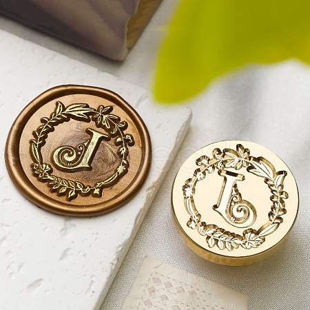Golden Tone Wax Seal Brass Stamp Head DIY-B079-01G-J-1