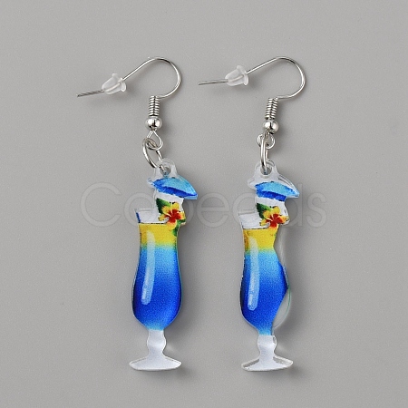 Acrylic Wine Glass Dangle Earrings with 304 Stainless Steel Pins EJEW-WH0012-096E-1