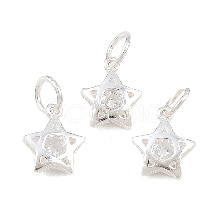 925 Sterling Silver Pave Clear Cubic Zirconia Charms STER-A049-08C-S-1