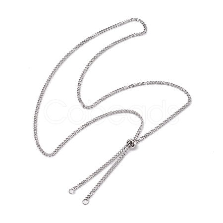 Tarnish Resistant Adjustable 304 Stainless Steel Curb Chains Necklaces Making AJEW-JB01215-01-1