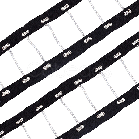 2 Yards Steel Riveted Hook & Eye Tape with Iron Chain FIND-BC0004-51-1