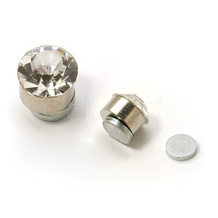Stainless Steel Magnetic Ear Studs with Rhinestone EJEW-I054C-06-1