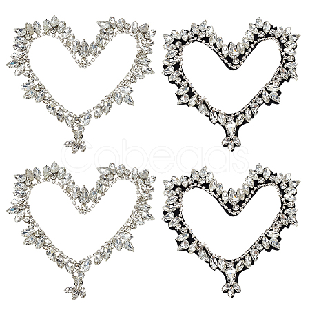 4Pcs 2 Styles Glass Rhinestone Iron on/Sew on Patches PATC-FG0002-71-1