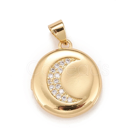 Brass Micro Pave Cubic Zirconia Locket Pendants KK-A161-42A-G-1