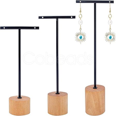 T Bar Iron & Wood Earring Displays Sets EDIS-WH0016-02-1