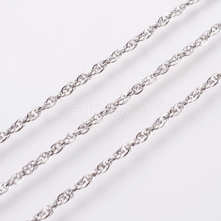 Non-Tarnish 3.28 Feet 304 Stainless Steel Rope Chains X-CHS-F003-05P-B-1