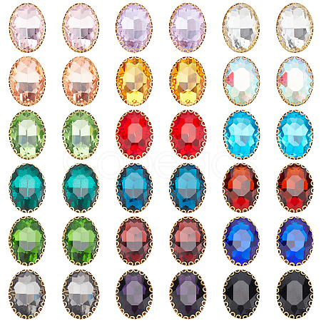 AHADEMAKER 36Pcs 18 Colors Sew on Rhinestone RGLA-GA0001-03-1