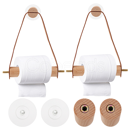 Globleland 2 Sets 2 Colors Wood & Brass Toilet Wall Hanging Perforated Rope Holder FIND-GL0001-51-1