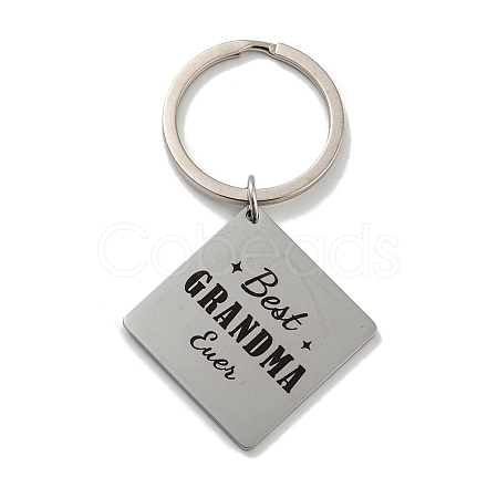 Mother's Day Gift 201 Stainless Steel Word Best Grandma Keychains KEYC-E040-01P-01-1