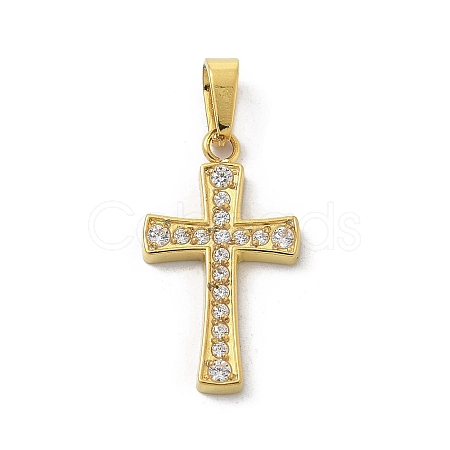 Ion Plating(IP) 304 Stainless Steel Micro Pave Cubic Zirconia Pendants STAS-Z107-08G-09-1