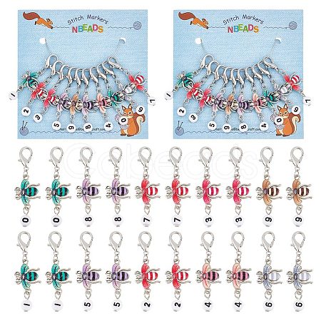 Alloy Enamel & Acrylic Pendant Locking Stitch Markers HJEW-AB00121-1