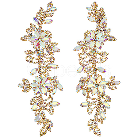 Brass Rhinestone Cloth Patches PATC-WH0031-003G-01-1