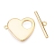 Brass Toggle Clasps, Heart, Real 18K Gold Plated, 20x17x2mm, Hole: 1mm, bar: 5x20.5x2mm, hole: 1.8mm