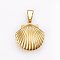 Ion Plating(IP) 316 Stainless Steel Locket Pendants, Scallop, Real 18k Gold Plated, 23.5x22x9mm, Hole: 10x5mm, Inner Size: 14x15mm