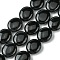 Natural Black Onyx(Dyed & Heated) Beads Strands, Flat Oval, 15~16x13.5~14x6~7mm, Hole: 1mm, about 26pcs/strand, 15.79''(40.1cm)