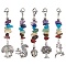 Autumn Theme Tibetan Style Alloy Pendants Decoration, 7 Chakra Gemstone Chips and 304 Stainless Steel Lobster Claw Clasps Charms, Mixed Shapes, 65~70mm