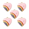 Alloy Enamel Pendant, with Rhinestone, Heart with Rainbow Charm, Misty Rose, 20x18x3.5mm, Hole: 2mm