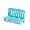 Wooden Bench Miniature Ornaments, Micro Landscape Home Dollhouse Accessories, Cyan, 125x52x71mm